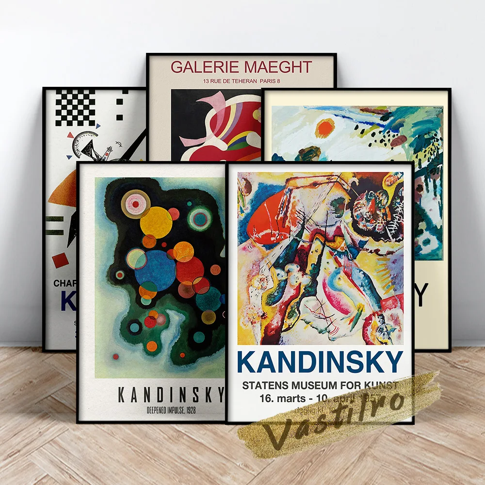 

Wassily Kandinsky Vintage Print Art Poster Exhibition Museum Canvas Painting Modern Living Room Home Room Decor Wall Stickers