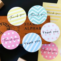 600pcs round thank you stickers diy envelope gift packaging sealing labels geometry dot paper sticker for party packaging decor
