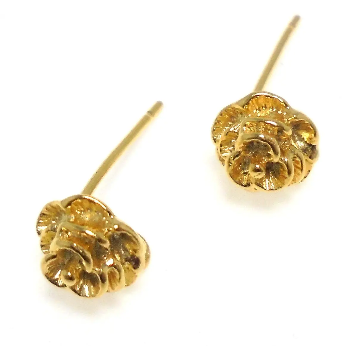 

Brass Earring Posts Gold Plated Earring Stud Flower Stud Earrings With Ring 16.1x7mm Earrings Attachment -6pcs