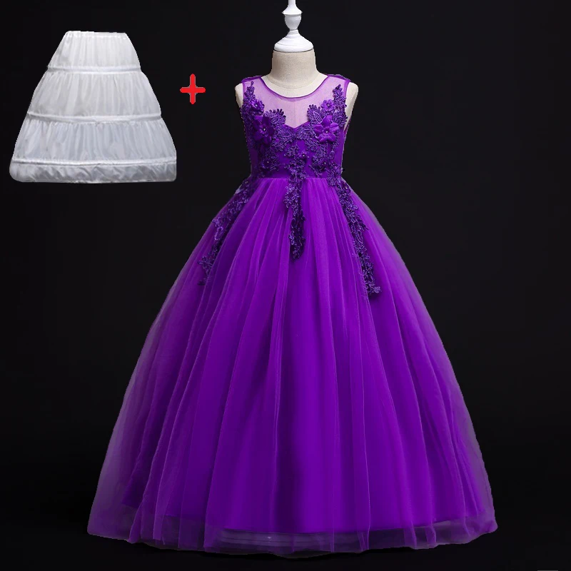 as pictures Wedding Party Dress for Girls Lace First feast princess Long Dress New Exchange Dress Ball Beauty Sexy Shoulder Dress - Цвет: as pictures