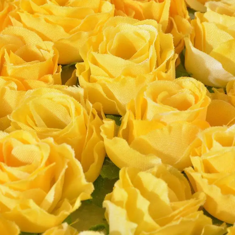 

Yellow Fabric Silk Artificial Rose Flower Heads for Decoration Pack of 50pcs