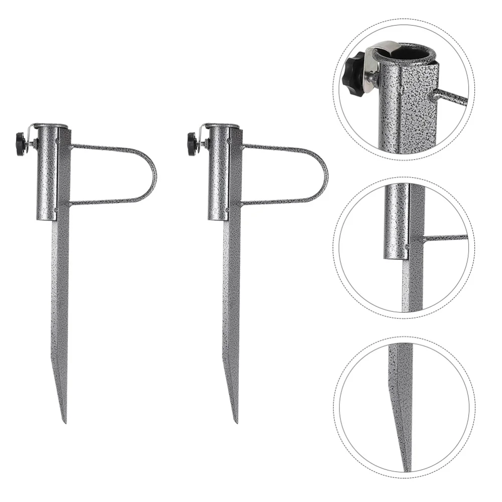 

2pcs Outdoor Umbrella Base Stands Pole Holders Anchor Stakes Sand Augers