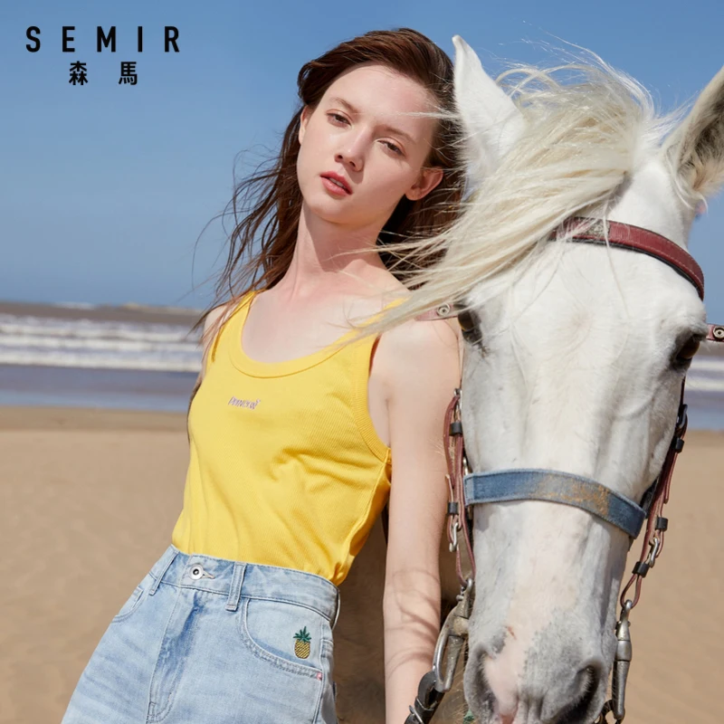 

Жилет SEMIR Женский трикотажный, Облегающая майка контрастных цветов в полоску, лето 2021