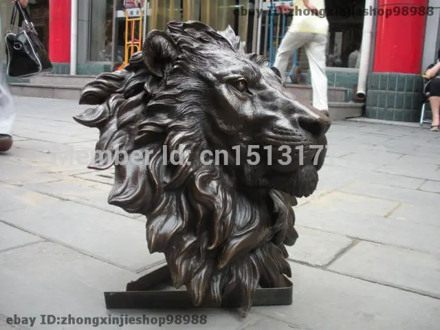 Chinese Pure BRASS HSBC Lions Head Wall Hang Family Decor Art Sculpture Garden Decoration Finish Buddha Healing statue | Дом и сад