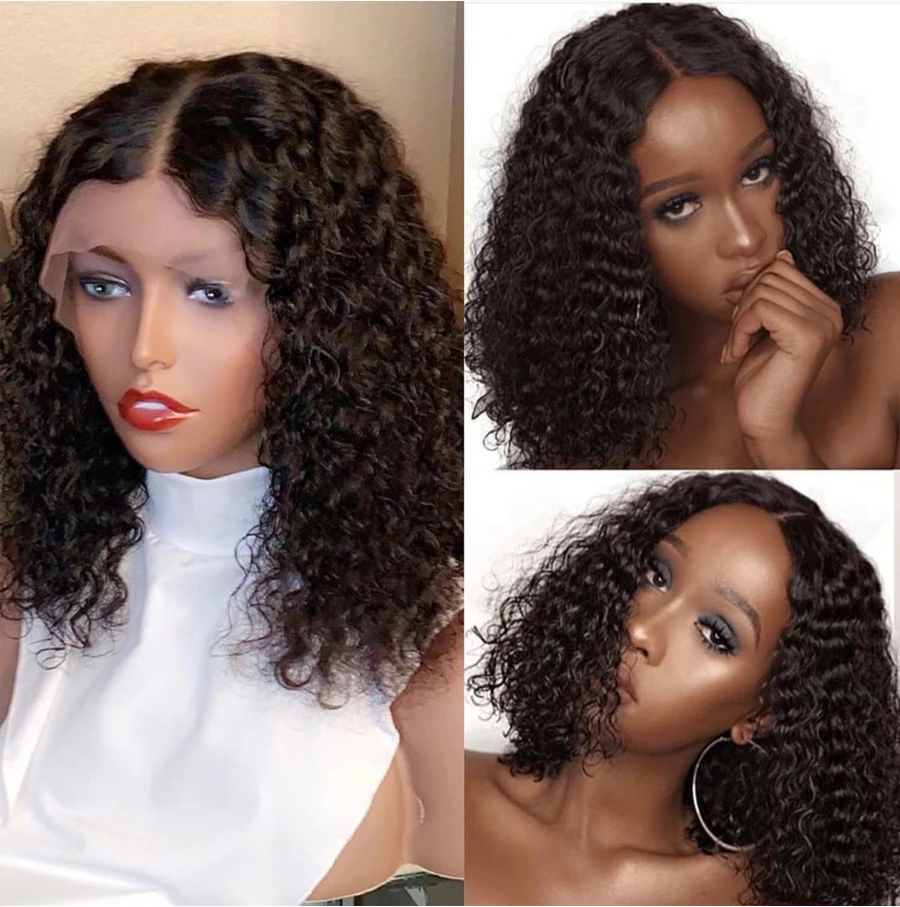 Fabwigs 180% парики из натуральных волос на кружеве предварительно сорванные кудрявые человеческие волосы парик из перуанских коротких волос парик из натуральных волос