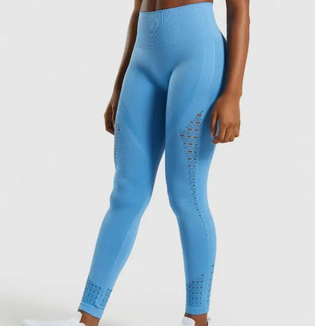 Blue leggins A 3 стиля, женские сетчатые Бесшовные Леггинсы для йоги, уплотненные обтягивающие штаны с высокой талией, спортивные штаны для бега, фитнеса, тренировки, штаны - Цвет: Blue leggins A