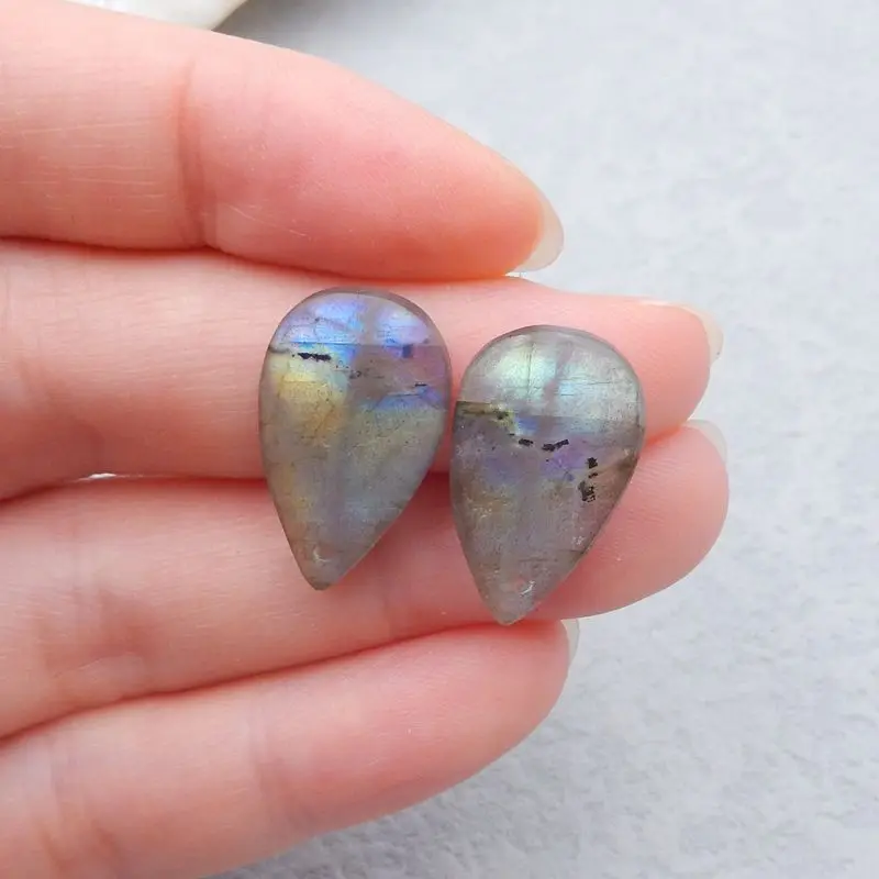 Серьги-капельки из натурального камня лабрадорита пара красивых женских сережек