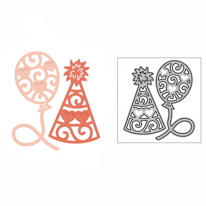 

New 2021 Lace Party Hat Balloon Metal Cutting Dies for DIY Greeting Card Making and Scrapbooking Embossing Paper Craft No Stamps