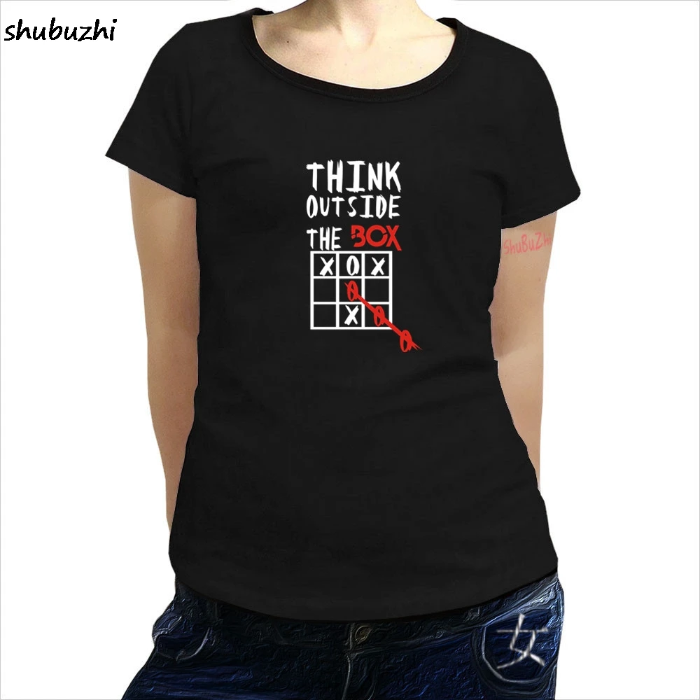 Забавная женская футболка Think Out the Box топ AJ52 крутая повседневная новая модная