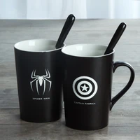 disney marvel series water cup mug with spoon lid avengers iron man spider man souvenir ceramic cup
