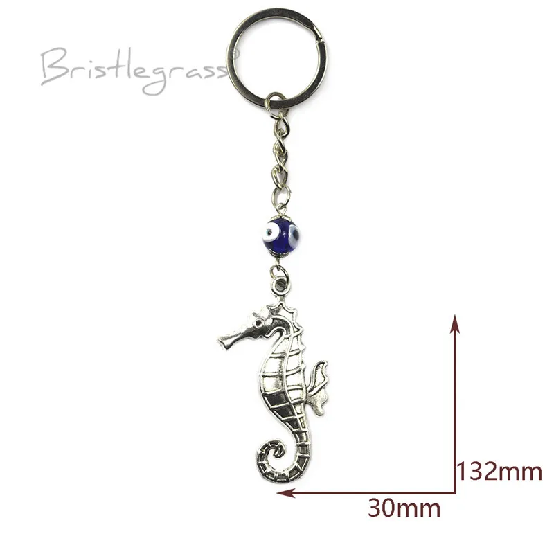BRISTLEGRASS Турецкая голубой с клипсами Дурной глаз морской конек брелок