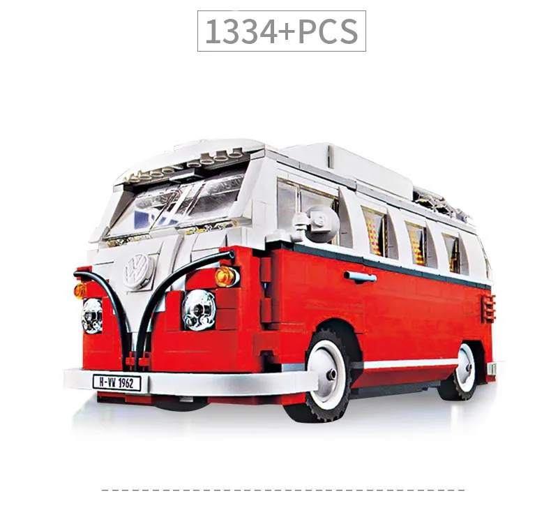 T1 Camper Cooper Beetle двухэтажный автобус Фигурки игрушки строительные блоки модели