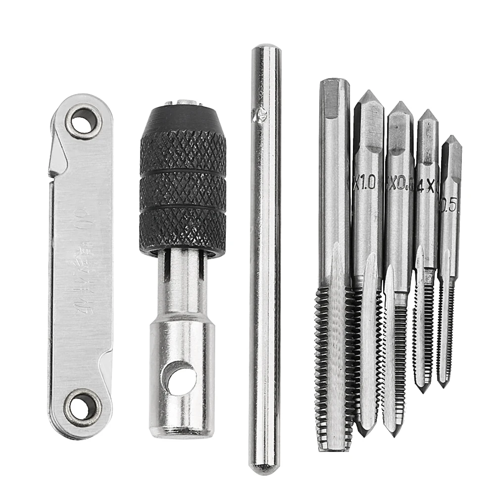 

Machine Hand Tap Wrench Screw Tap Holder Screw Thread Taps Reamer 7pcs/set M3/M4/M5/M6/M8 60 degrees Thread Gauge