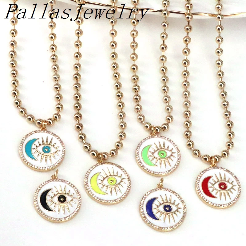 

5Pcs Bohemia sun Moon Coin Shape Pendants Necklaces For Women Lucky Eye Trendy Gold-color Charm Necklace Best Jewelry Gift Her
