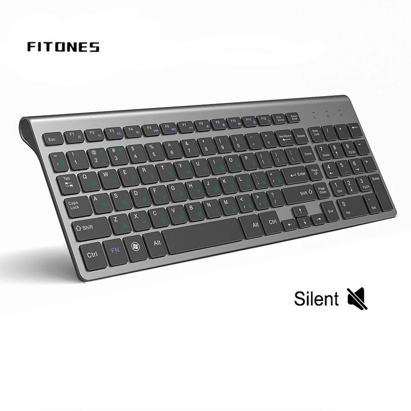 Russian layout, Wireless keyboard, Portable Full size, USB stable connection, Suitable for notebook computers, Desktops, PC gray
