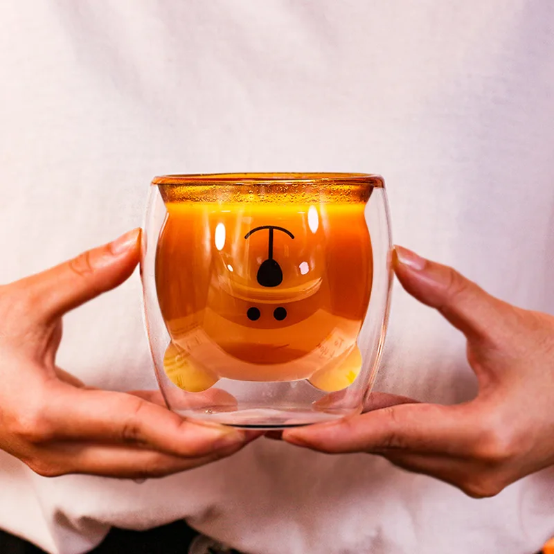 Креативная двухслойная стеклянная кофейная чашка высокая боросиликатная