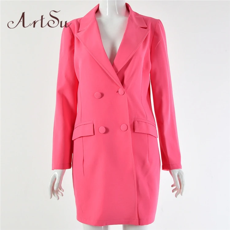 Женский облегающий Длинный блейзер Artsu пикантный костюм с V образным вырезом