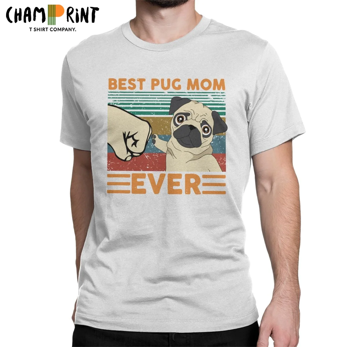 

Best PUG MOM Ever French Bulldog T Shirts for Men Pure Cotton Novelty T-Shirt Round Collar Dog Lover Tees Tops Gift Idea