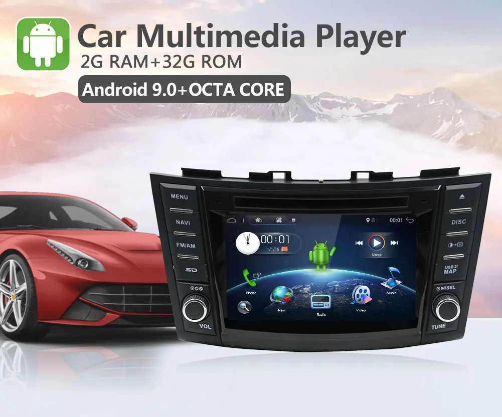 Восьмиядерный 2 Din Android 9,0 автомобильный dvd-плеер для Suzuki Swift 2011- Радио Стерео gps Navi сенсорный экран управление карта камеры