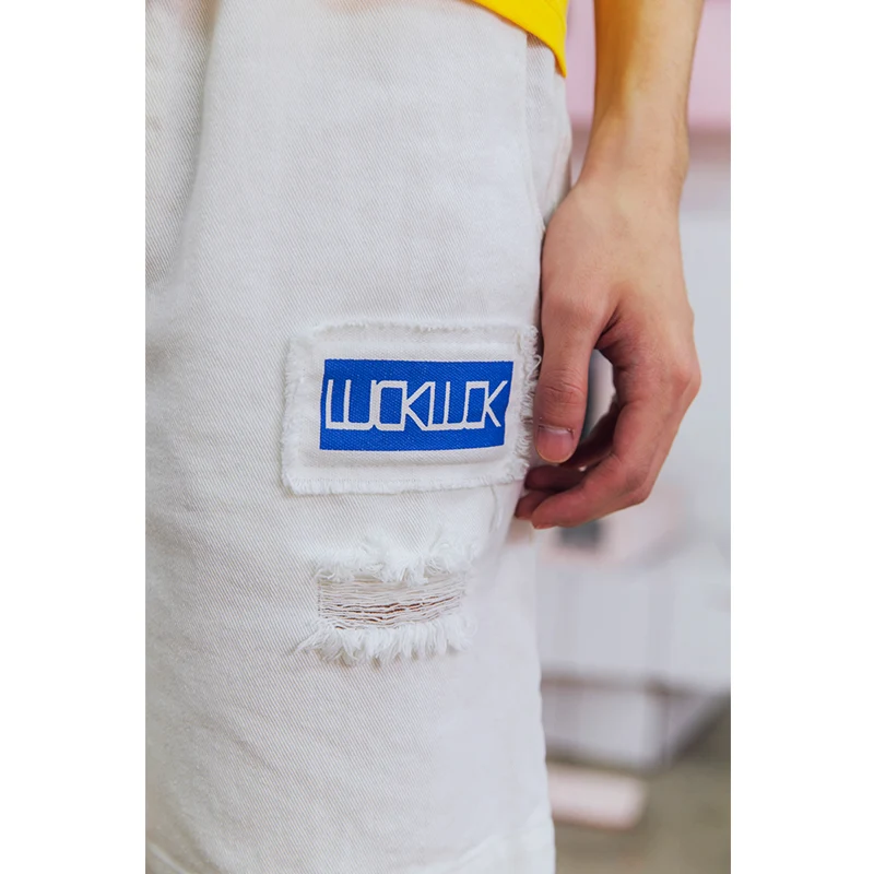 VIISHOW уличная одежда мужские шорты с белыми дырками Брендовые повседневные из 100%