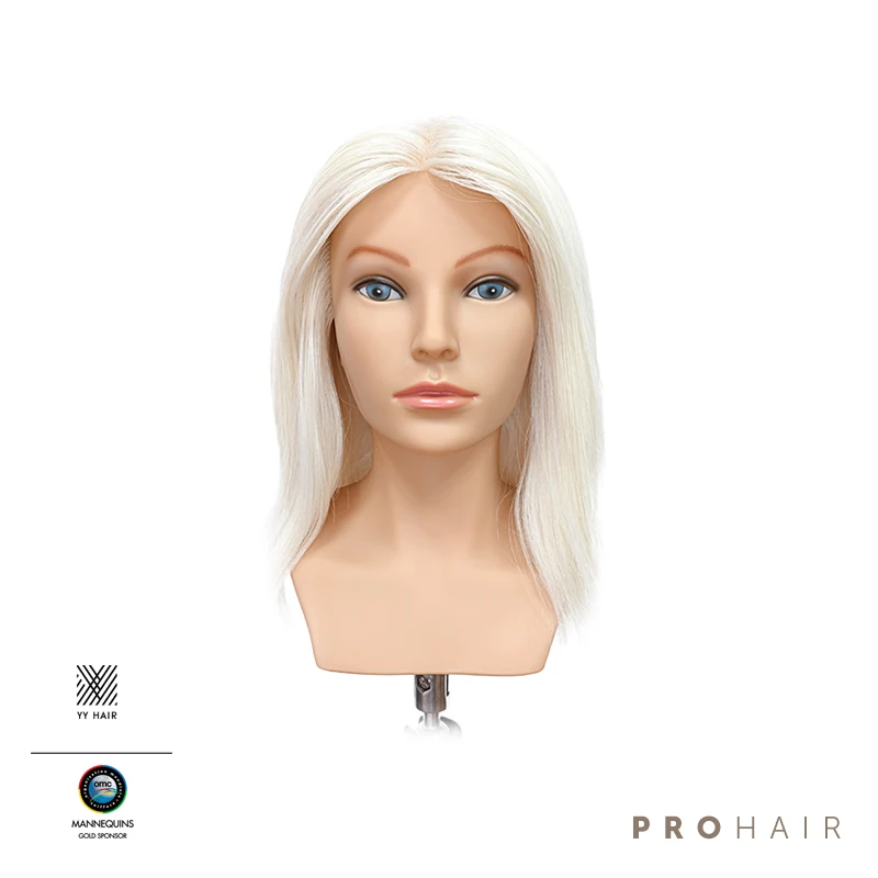 PROHAIR OMC Approved 30CM 12'' 100% White Goat Hair Competition Head Hairdressing Mannequin Doll Head for Hairdressers
