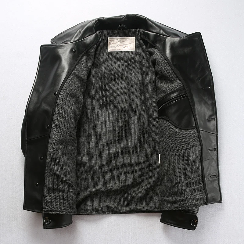 

Read Description! AVFLY Asian AZ29-2 Size Men's Cow Skin Coat Mens Genuine Cowhide Leather Stylish Jacket