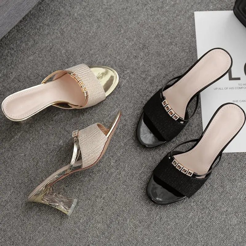 

2021 New Summer Shoes Women Crystal Flip Flops Gladiator Pumps Sexy High Heels Classic Dress Slipper Women's Sandals