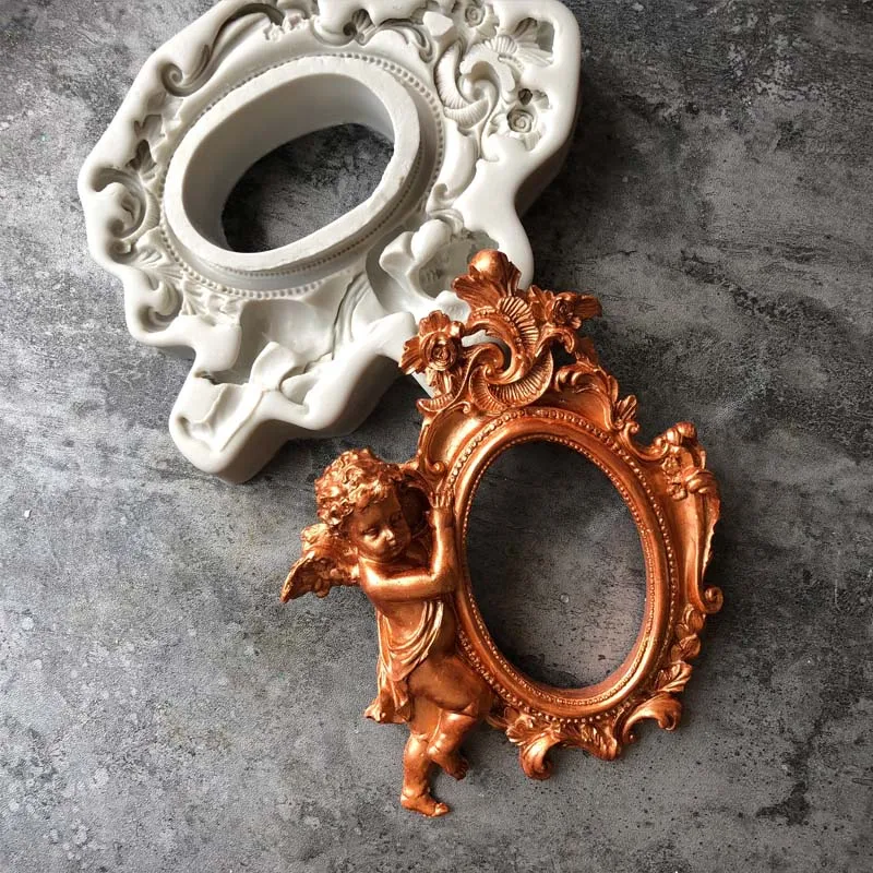 

Retro Angel Photo Frame in random Color Pendant DIY Silicone Mold Dried Flower Jewelry Accessories Tools Equipments Resin Mold