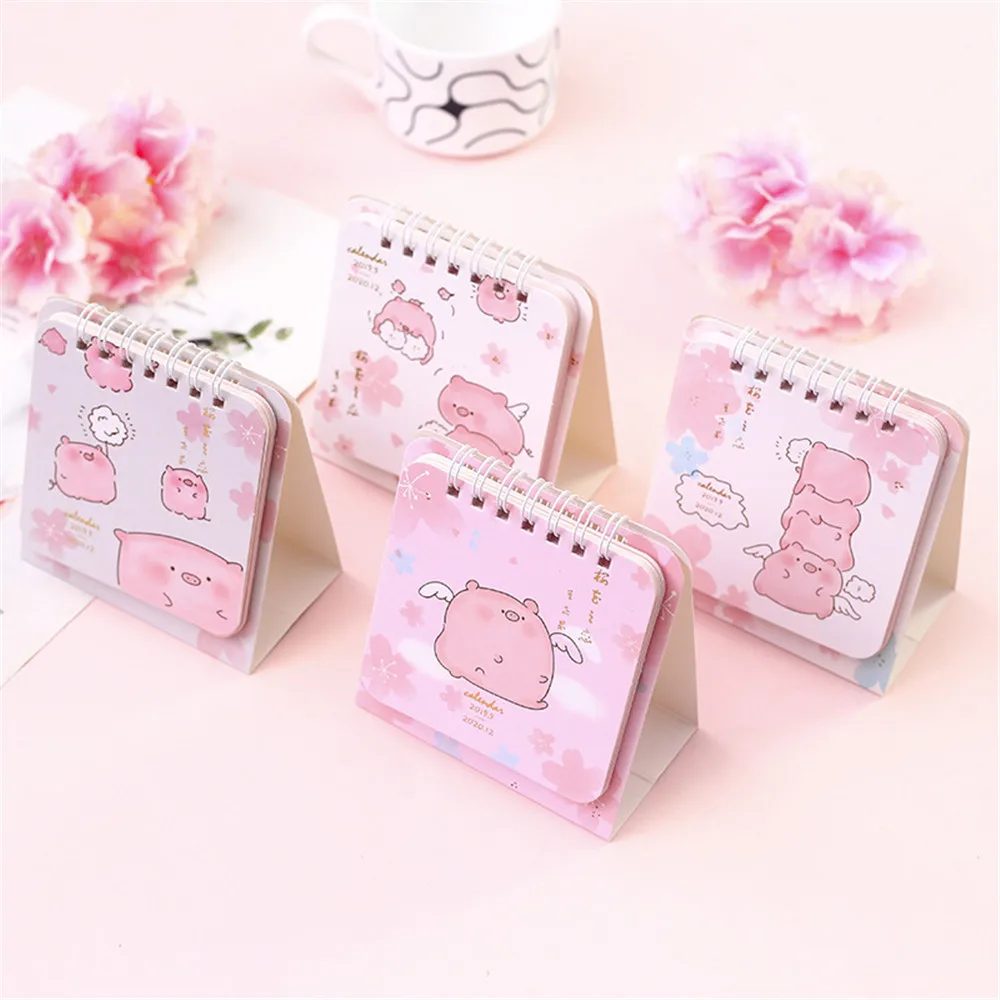 Повестка дня 2020 милые свиньи и вишни в рулонах календарь мини портативный