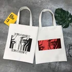 Японская сумка-шоппер с рисунком аниме глаза для девушек, сумка-тоут, сумки на плечо, повседневная сумка для покупок, Женская Холщовая Сумка, вместительные сумки для книг