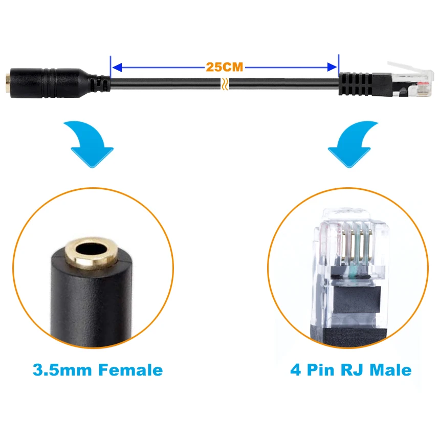 5 шт. бесплатная доставка 3 мм гарнитура для телефона RJ9/RJ09/RJ22 адаптер гарнитуры