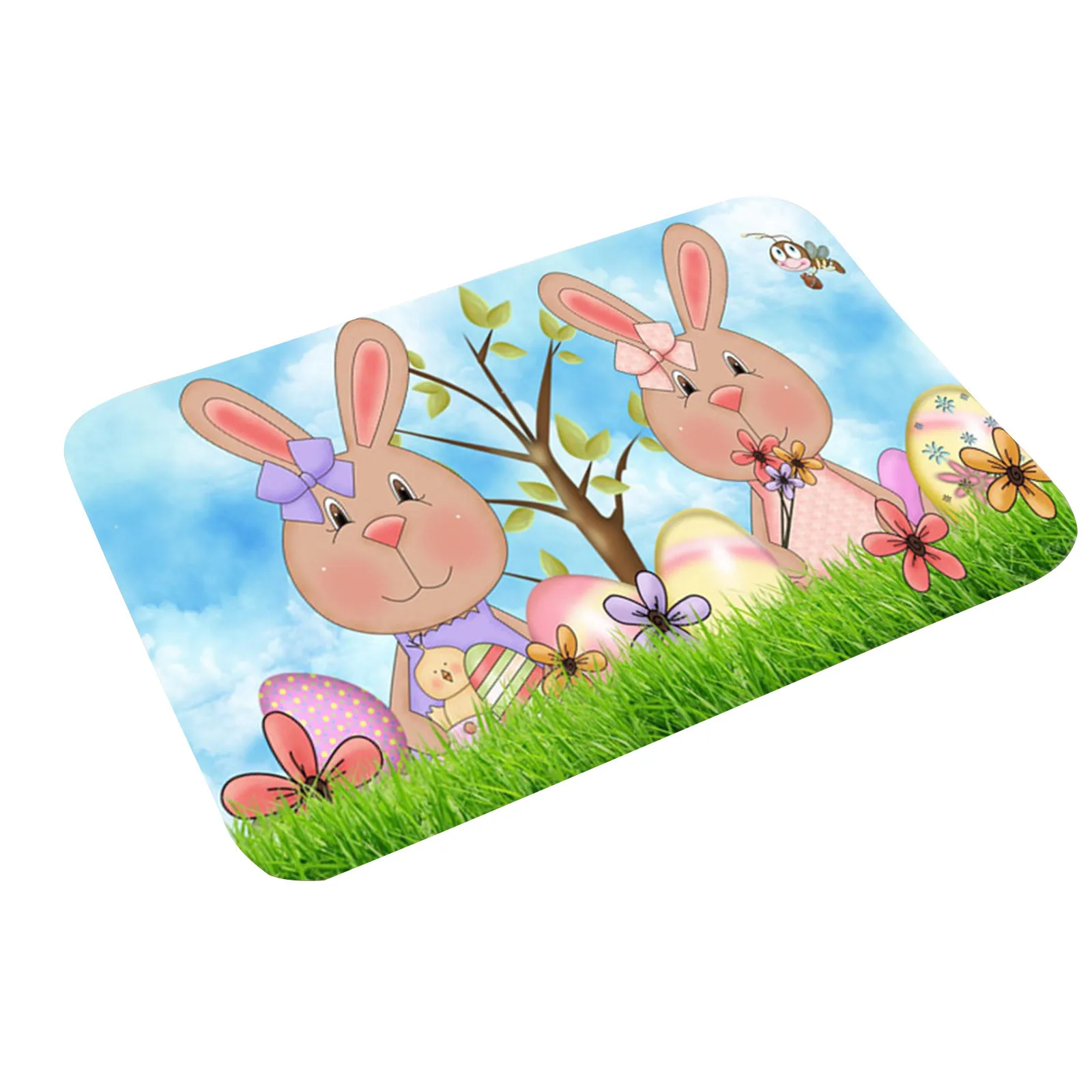 Пасхальный коврик с кроликом для приветствия дверной рисунком кролика и яйца