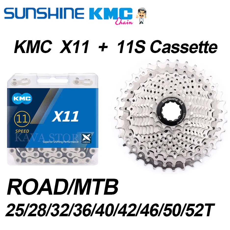 Дорожный велосипед Sunshine, 11 скоростей, кассета MTB KMC X11 цепь 25/28/32/36/40/42/46/50/52T 11 в, комплект маховика 11 S, Звездочка для Shimano - изображение