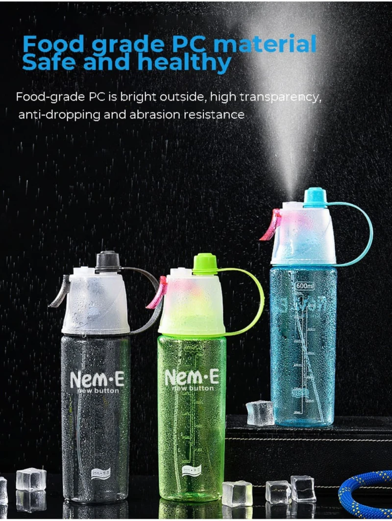 

600ml Outdoor Sports Water Cup With Spray Travel Hiking Cycling Portable Drinking Cup Plastic Bottle For Gym Straw Bicycle