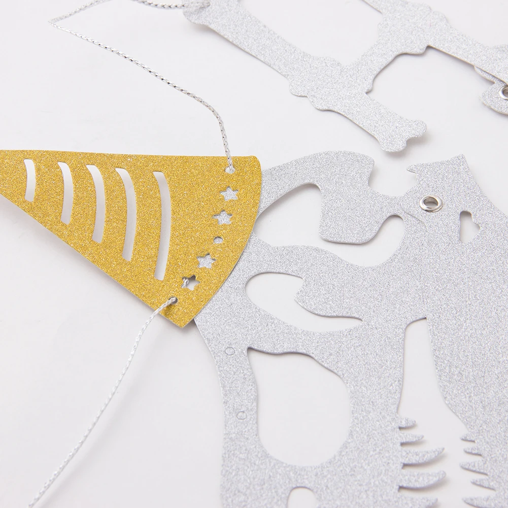 3M Блестящий серебряный динозавр украшение для торта на день рождения на тему "Лошадки карусели" баннер динозавр вечерние Парк Юрского периода День рождения баннер доистория скелет динозавра