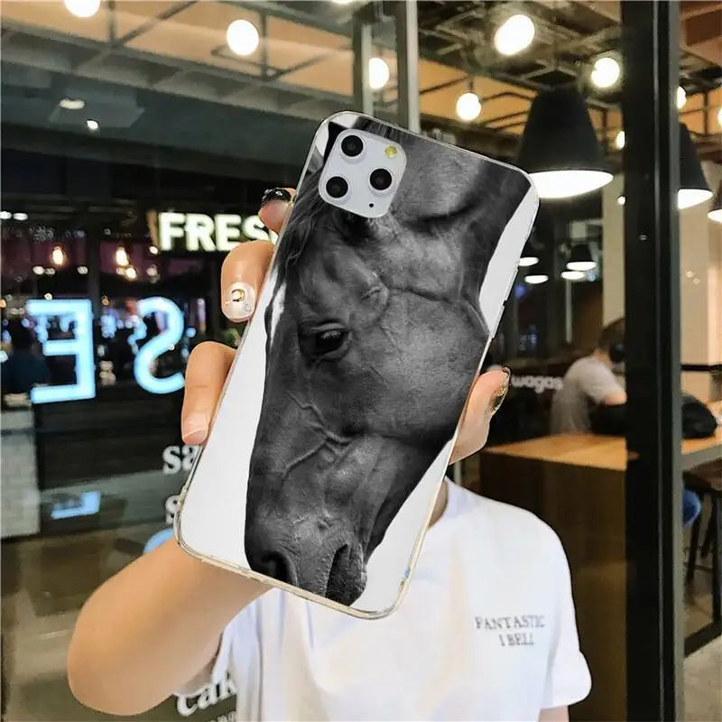yjzfdyrm horse face custom soft phone case for iphone 11 pro xs max 8 7 6 6s plus x 5s se 2020 xr cover free global shipping