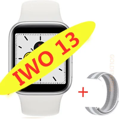 add Nylon strap IWO 13 умные часы серии 5 1:1 44 мм Ip68 Водонепроницаемые для apple iPhone 11 MAX IOS Android smartwatch для женщин и мужчин PK IWO 10/11/12 - Цвет: add Nylon strap