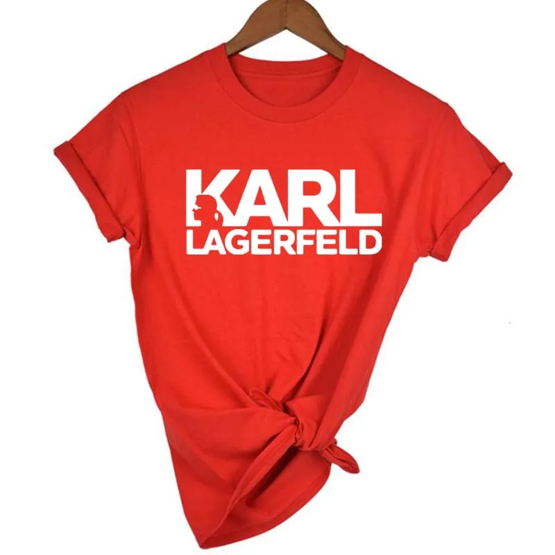 Karl Lagerfeld Футболка с принтом женская модная повседневная футболка коротким