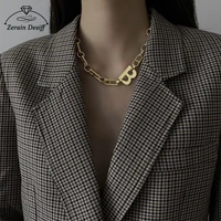 personality exaggerated letter b necklace female ins niche design chain clavicle chain all match necklace letter chain