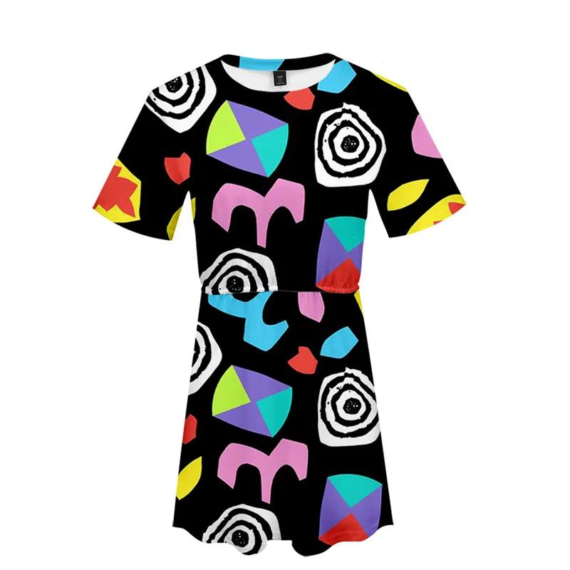 Платье с коротким рукавом и круглым вырезом в Корейском стиле|Костюмы из фильмов