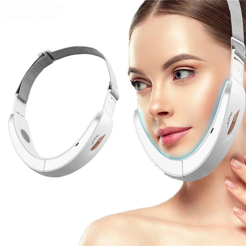 

Chin V-shaped Lift Belt Machine Red Blue LED Photon Therapy Facial Lifting Device Face Slimming Galvanic Massager V-Face Care