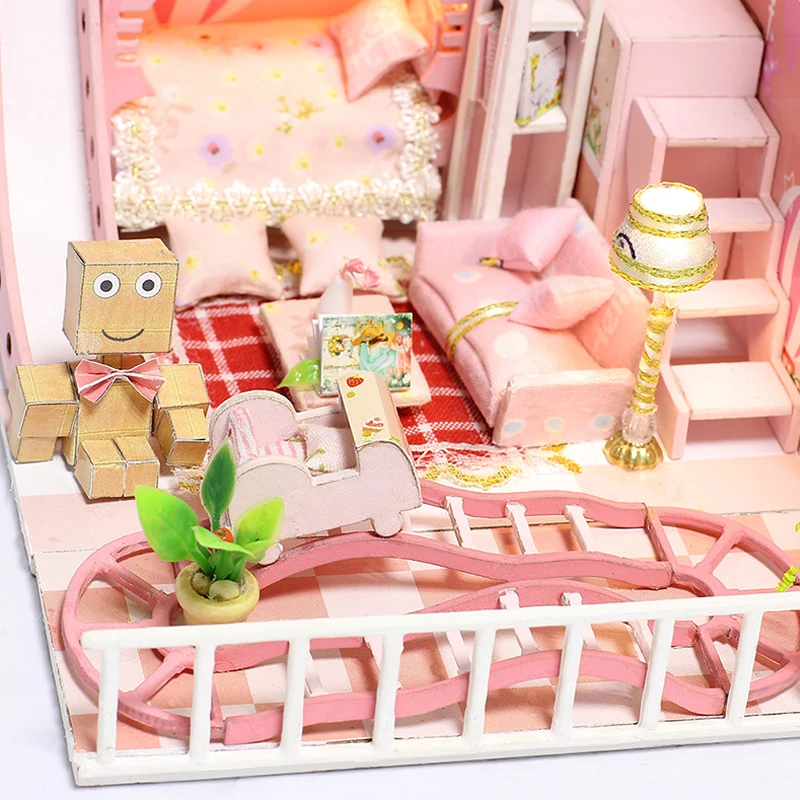 DIY Миниатюрный Кукольный домик деревянная вилла модель с мебелью строительные