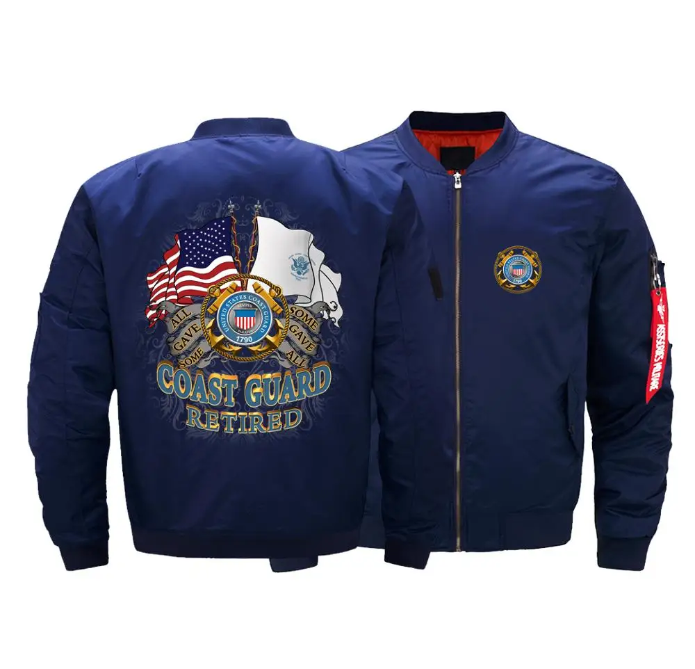 

Winter Usa Size Football Bomber Jacket Printed Men's Outdoor Thick Coat U.S Marine Corps Stand Collar Rugby Zipper Clothes