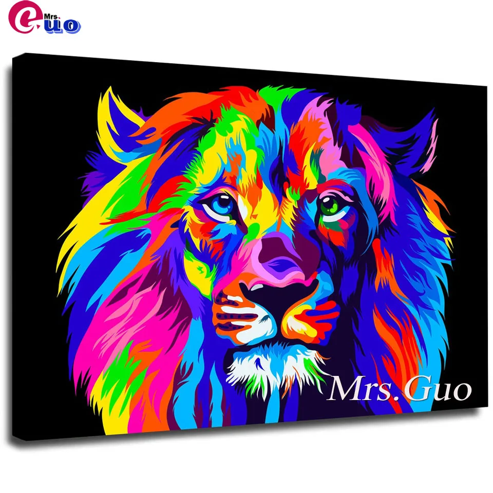 

Lion Abstract Diy Diamond Painting Cross Stitch Kits Diamond Embroidery Colorful Lion Diamond Mosaic Animal Art Home Decor