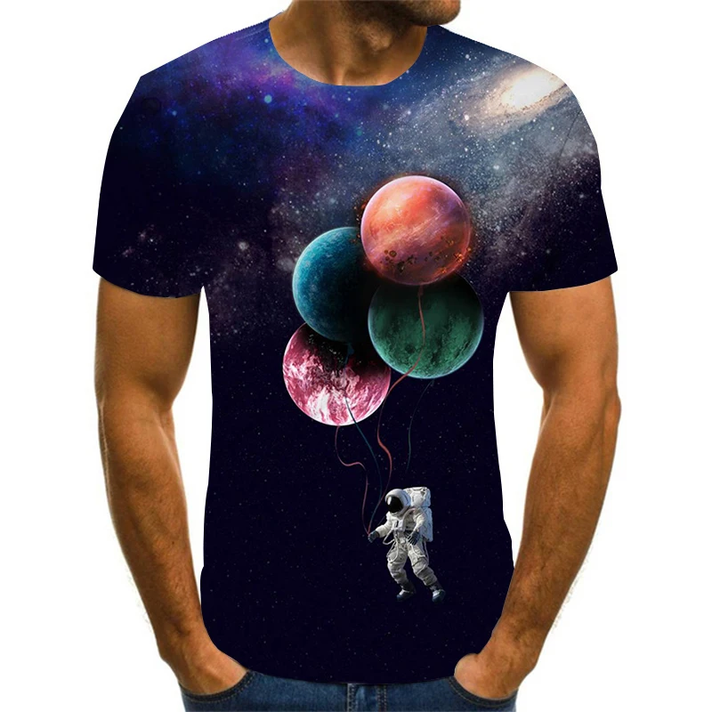 

New Astronaut Tshirt 3D Print Summer T shirt for Men Casual Oversized Men's T-shirt O-neck Short Sleeve Tops Clothes XXS-6XL