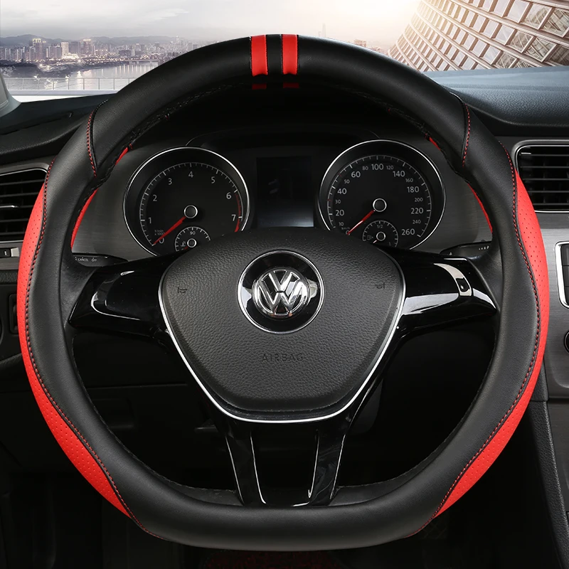

D Shape O shape Car Steering Wheel Cover Non-slip PU Leather for POLO GOLF 7 Scirocco Suzuki Swift Nissan Rogue High Quality