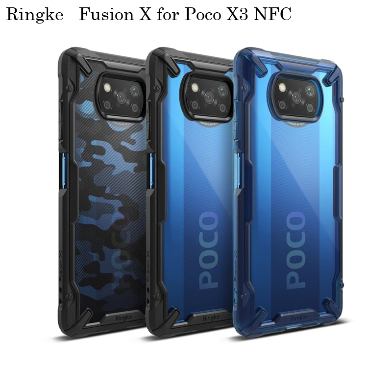 Ringke Fusion-X for Xiaomi Poco X3 NFC Case Transparent Hard PC Back Soft TPU Frame Hybrid Cover for Poco X3 Pro