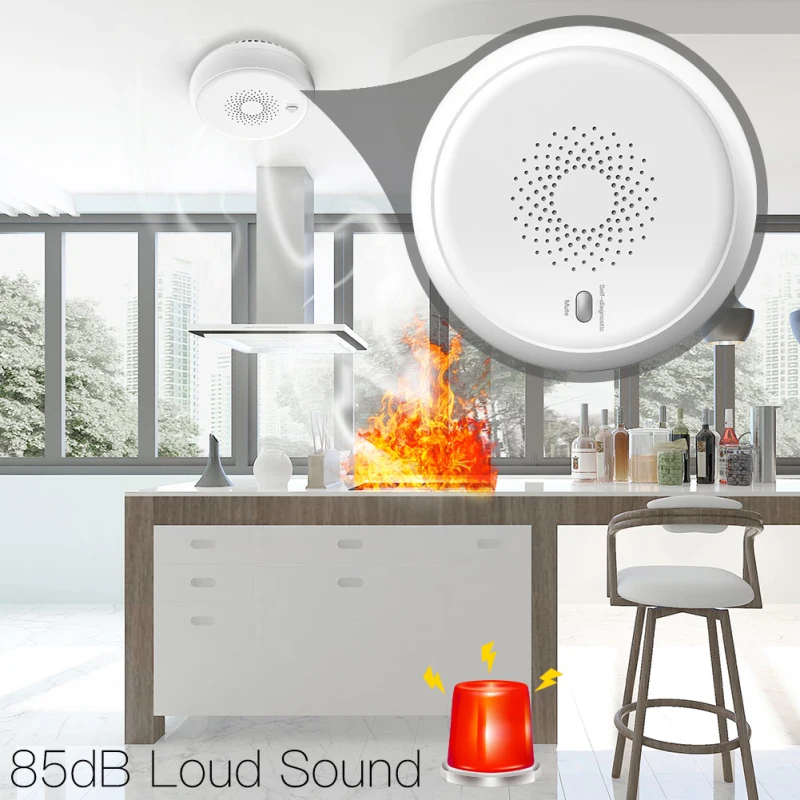 zigbee smart smoke detector sensor security alarm system for smart life tuya app remote controlwork with alexa google home free global shipping