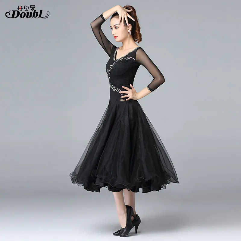 Двойное бальное платье стандартный женский костюм для танцев и выступлений