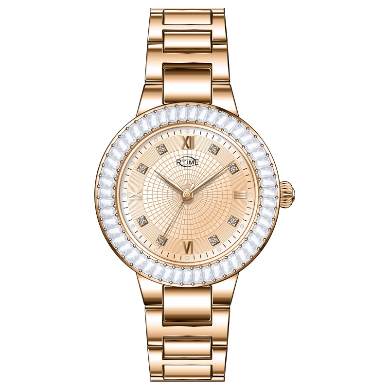 

RTIME LUXURY STAINLESS STEEL WOMEN QUARTZ MOVEMENT HIGH QUALITY WRIST WATCH MATCH DS21-001